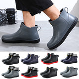 Men Waterproof Rain Short Boots Garden Work Non Slip Casual Slip On Lightweight Resistant Rainboots Flat Shoes