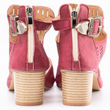 Women Chunky Sandals Hollow Thick Block Heels Shoes Peep Toe Breathable Shoes