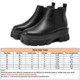 Women Chelsea Booties Punk Platform Flat Ankle Boots Slip On Round Toe Lightweight Anti Slip Casual Shoes
