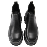 Women Chelsea Booties Punk Platform Flat Ankle Boots Slip On Round Toe Lightweight Anti Slip Casual Shoes