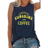 Lumento Women Sunshine and Coffee Tank Tops Casual Summer Graphic Shirt Sleeveless Graphic Tee Shirts