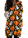 Casual Sweatshirt for Women Halloween Shirts Long Sleeve Black Cat Shirt Baggy Loose Fit Pullovers with Pockets Pumpkin Print 2 M