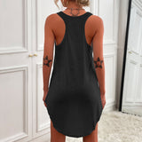 Women Tunic Tank Tops Solid Color Loose Casual Sleeveless Blouse Tees Shirts