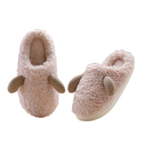 Unisex Plush Slippers Sliders Round Toe Anti-slip House Winter Warm Flat Shoes