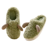Unisex Plush Slippers Sliders Round Toe Anti-slip House Winter Warm Flat Shoes