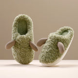 Unisex Plush Slippers Sliders Round Toe Anti-slip House Winter Warm Flat Shoes