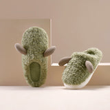 Unisex Plush Slippers Sliders Round Toe Anti-slip House Winter Warm Flat Shoes