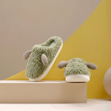 Unisex Plush Slippers Sliders Round Toe Anti-slip House Winter Warm Flat Shoes