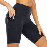 Women Shorts Yoga High Waist Workout Running Sports Elastic Side Pockets Shorts
