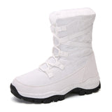 New Women's Plush Lined Snow Boots Lace Up Winter Mid Calf Platform Warm Boots