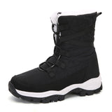 New Women's Plush Lined Snow Boots Lace Up Winter Mid Calf Platform Warm Boots