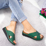 Womens Slip On Sandals Slides Sliders Wedge Heel Ladies Summer Platform Shoes
