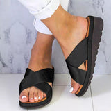 Womens Slip On Sandals Slides Sliders Wedge Heel Ladies Summer Platform Shoes