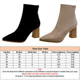 Women Suede Block Chunky Heel Ankle Boots Pointed Toe Casual Comfort Winter Shoes Fashion