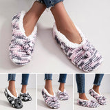 New Womens Winter Plush Indoor Warm Socks Leopard Pattern Plush Lined Slippers