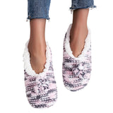 New Womens Winter Plush Indoor Warm Socks Leopard Pattern Plush Lined Slippers