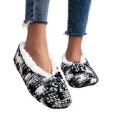 New Womens Winter Plush Indoor Warm Socks Leopard Pattern Plush Lined Slippers