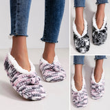New Womens Winter Plush Indoor Warm Socks Leopard Pattern Plush Lined Slippers