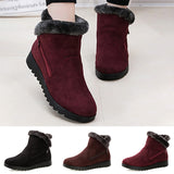 Women's Winter Warm Side Zipper Snow Boots Fur Lined Frosty Warm Anti-Slip Boots