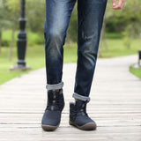 Women Men Snow Ankle Boots Non Slip Lace Up Platform Flat Resistant Outdoor Winter Warm Casual Shoes