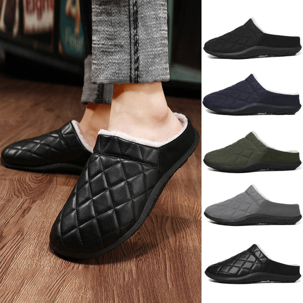 Mens Slippers House Indoor Outdoor Fuzzy Plush Warm Waterproof  Mules Shoes UK