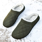 Mens Slippers House Indoor Outdoor Fuzzy Plush Warm Waterproof  Mules Shoes UK