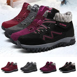 Womens Winter Ankle Boots Ladies Combat Flat Grip Sole Fur Lined Hiking Shoes