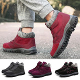 Womens Winter Ankle Boots Ladies Combat Flat Grip Sole Fur Lined Hiking Shoes
