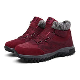 Womens Winter Ankle Boots Ladies Combat Flat Grip Sole Fur Lined Hiking Shoes