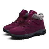 Womens Winter Ankle Boots Ladies Combat Flat Grip Sole Fur Lined Hiking Shoes