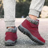 Womens Winter Ankle Boots Ladies Combat Flat Grip Sole Fur Lined Hiking Shoes