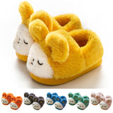 Unisex Kids Cute Cartoon Furry Plush Slippers Closed Toe Slip On Warm Sliders