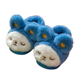 Unisex Kids Cute Cartoon Furry Plush Slippers Closed Toe Slip On Warm Sliders