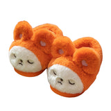 Unisex Kids Cute Cartoon Furry Plush Slippers Closed Toe Slip On Warm Sliders