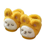 Unisex Kids Cute Cartoon Furry Plush Slippers Closed Toe Slip On Warm Sliders