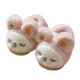 Unisex Kids Cute Cartoon Furry Plush Slippers Closed Toe Slip On Warm Sliders