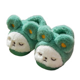 Unisex Kids Cute Cartoon Furry Plush Slippers Closed Toe Slip On Warm Sliders