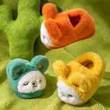 Unisex Kids Cute Cartoon Furry Plush Slippers Closed Toe Slip On Warm Sliders