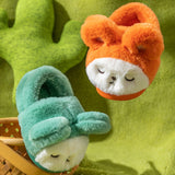 Unisex Kids Cute Cartoon Furry Plush Slippers Closed Toe Slip On Warm Sliders