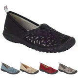 Women Slip On Embroidery Flat Closed Toe Shoes Hollow Out Casual Shoes Sandals