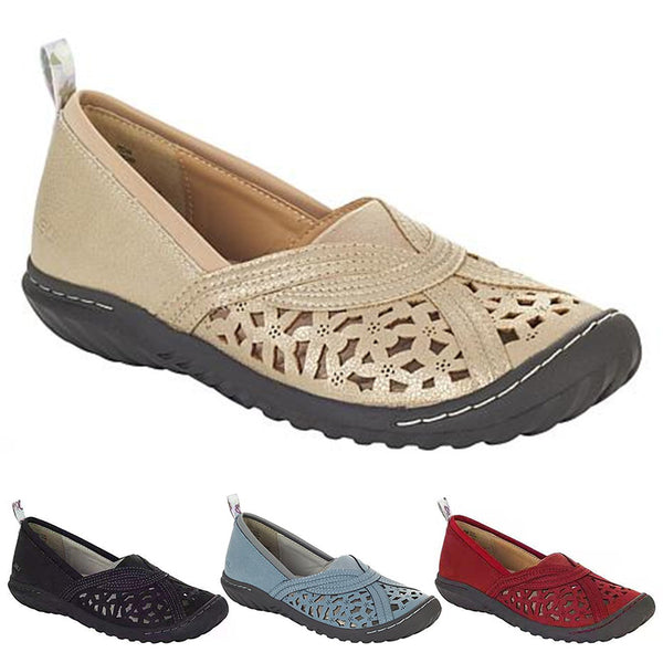 Women Slip On Embroidery Flat Closed Toe Shoes Hollow Out Casual Shoes Sandals