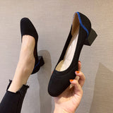 Women's Low Heels Pump Shoes Pointed Toe Square Toe Slip On Pump Dress Shoes