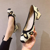 Women's Low Heels Pump Shoes Pointed Toe Square Toe Slip On Pump Dress Shoes