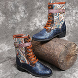 Ladies Lace Up Ankle Boots Chunky Platform National Style Retro Fashion Shoes