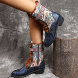 Ladies Lace Up Ankle Boots Chunky Platform National Style Retro Fashion Shoes
