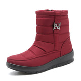 Ladies Winter Shoes Fashion Snow Boots Warm Zipper Ankle Boot Solid Color Shoes