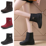 Ladies Winter Shoes Fashion Snow Boots Warm Zipper Ankle Boot Solid Color Shoes