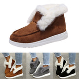 Ladies Winter Warm Boots Suede Fur Lined Slipper Non-slip Flat Ankle Bootie Shoe