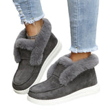 Ladies Winter Warm Boots Suede Fur Lined Slipper Non-slip Flat Ankle Bootie Shoe