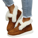 Ladies Winter Warm Boots Suede Fur Lined Slipper Non-slip Flat Ankle Bootie Shoe